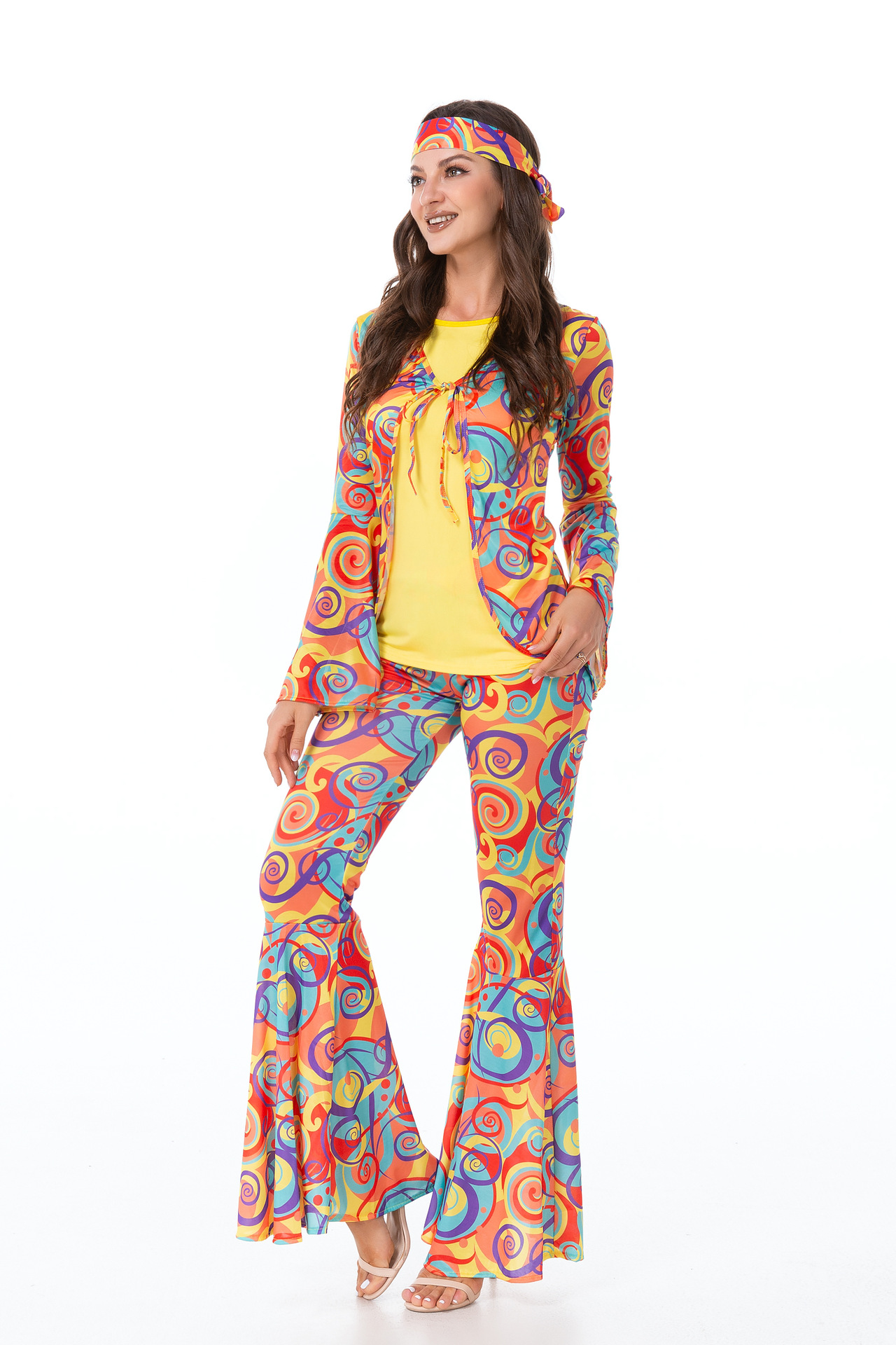 70s Retro Hippie Costume Set Halloween Disco Dance Performance Adult Costume